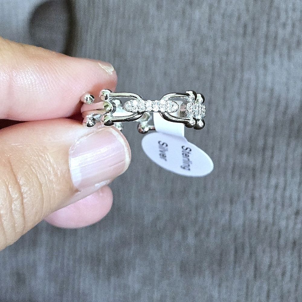 Cote d'Argent Silver🤍 U-Link⛓️ Ring With Clear Crystals💎 - NWT